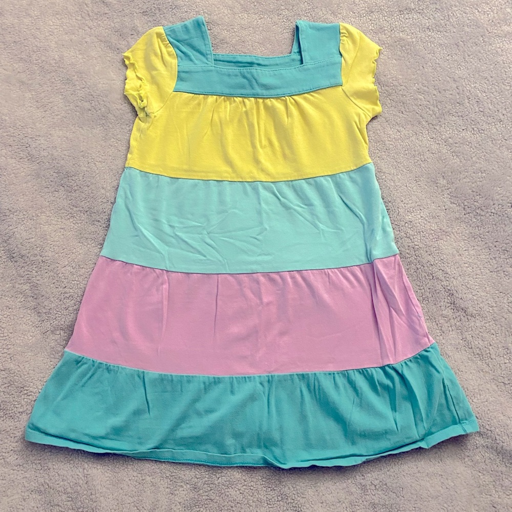 Girls tiered color block dress